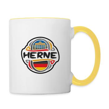 Herne Germany Flag Badge Travel Souvenir Stamp - Contrasting Mug - white/yellow - Right