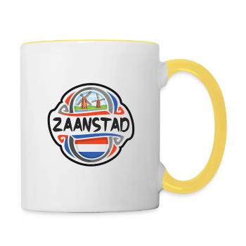 Zaanstad Netherlands Flag Travel Souvenir Badge St - Contrasting Mug - white/yellow - Right