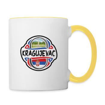 Kragujevac Serbie Drapeau Badge Voyage Souvenir Timbre - Mug contrasté - blanc/jaune - Droite