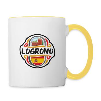 Logroño Espagne Drapeau Badge Souvenir de Voyage Timbre Souvenir - Mug contrasté - blanc/jaune - Droite