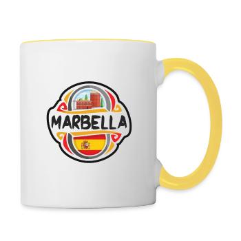 Marbella Spanien Flagge Abzeichen Reise Souvenir Briefmarke - Tasse zweifarbig - Weiß/Gelb - Rechts