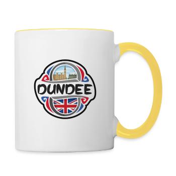 Dundee UK Vereinigtes Königreich Flagge Reise Souvenir Badg - Tasse zweifarbig - Weiß/Gelb - Rechts