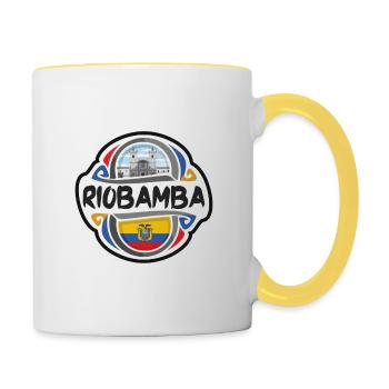 Riobamba Ecuador Flagge Abzeichen Reise Souvenir Stempel - Tasse zweifarbig - Weiß/Gelb - Rechts