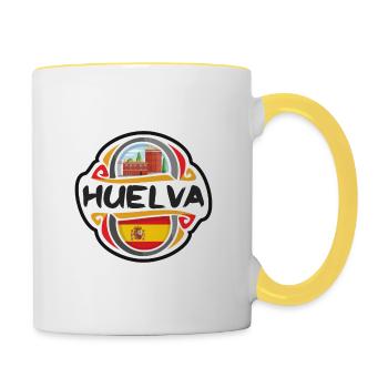 Huelva Spanien Flagge Abzeichen Reise Souvenir Stempel - Tasse zweifarbig - Weiß/Gelb - Rechts