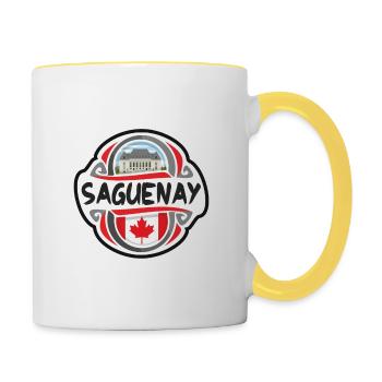 Saguenay Kanada Flagge Abzeichen Reise Souvenir Stempel - Tasse zweifarbig - Weiß/Gelb - Rechts