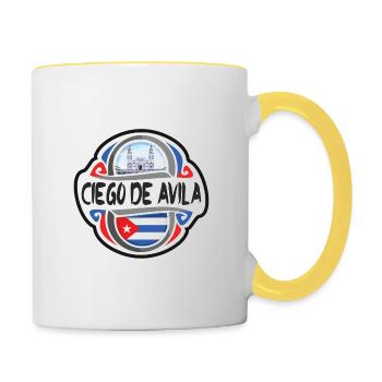Ciego de Avila Cuba Flag Travel Souvenir Badge Sta - Contrasting Mug - white/yellow - Right