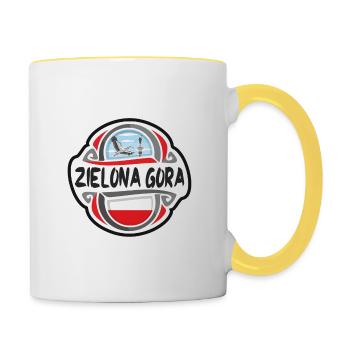 Zielona Gora Polen Flagge Reise Souvenir Abzeichen Sta - Tasse zweifarbig - Weiß/Gelb - Rechts