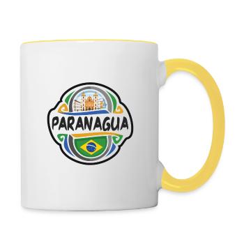 Paranagua Brésil Drapeau Badge Voyage Souvenir Timbre - Mug contrasté - blanc/jaune - Droite