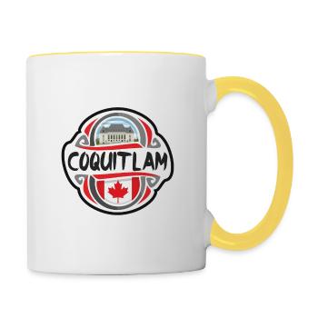 Coquitlam Kanada Flagge Abzeichen Reise Souvenir Stempel - Tasse zweifarbig - Weiß/Gelb - Rechts