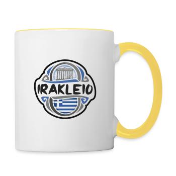 Irakleio Griechenland Flagge Abzeichen Reise Souvenir Briefmarke - Tasse zweifarbig - Weiß/Gelb - Rechts