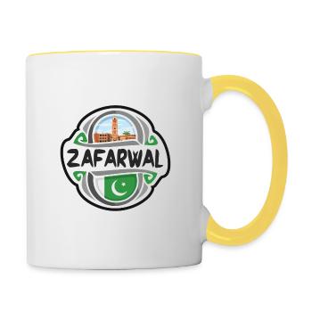 Zafarwal Pakistan Drapeau Badge Souvenir de Voyage Timbre - Mug contrasté - blanc/jaune - Droite