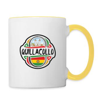 Quillacollo Bolivie Drapeau Voyage Souvenir Badge Sta - Mug contrasté - blanc/jaune - Droite