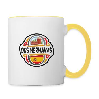 Dos Hermanas Espagne Drapeau Voyage Souvenir Badge Stam - Mug contrasté - blanc/jaune - Droite