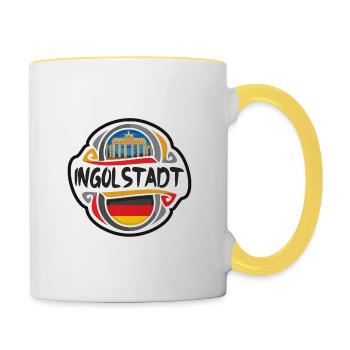 Ingolstadt Deutschland Flagge Reise Souvenir Abzeichen Stam - Tasse zweifarbig - Weiß/Gelb - Rechts