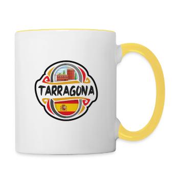Tarragona Spanien Flagge Abzeichen Reise Souvenir Briefmarke - Tasse zweifarbig - Weiß/Gelb - Rechts