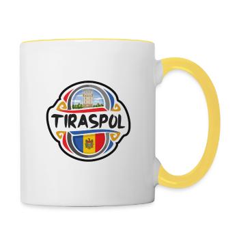 Tiraspol Moldawien Flagge Abzeichen Reise Souvenir Stempel - Tasse zweifarbig - Weiß/Gelb - Rechts