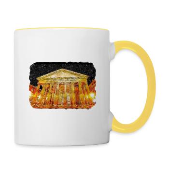 Rom Italien Aquarell Skizze Handgezeichnetes Gemälde - Tasse zweifarbig - Weiß/Gelb - Rechts