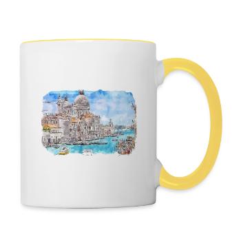 Italy Watercolor Sketch Hand Drawn Illustration - Contrasting Mug - white/yellow - Right