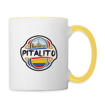 Pitalito Colombie Drapeau Badge Voyage Souvenir Timbre - Mug contrasté - blanc/jaune - Droite