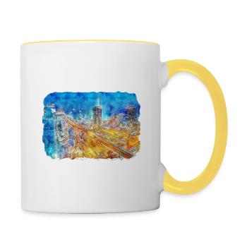 Beijing Chine Aquarelle Sketch Painting - Mug contrasté - blanc/jaune - Droite