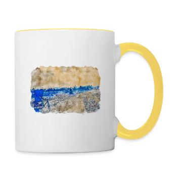 Dhaka Bangladesh Watercolor Sketch Drawn Illustrat - Contrasting Mug - white/yellow - Right