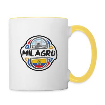 Milagro Ecuador Flagge Abzeichen Reise Souvenir Briefmarke - Tasse zweifarbig - Weiß/Gelb - Rechts