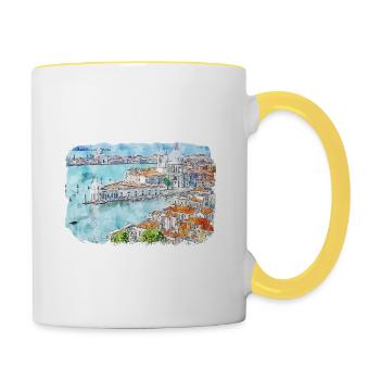 Venice Italy Watercolor Sketch Illustration - Contrasting Mug - white/yellow - Right
