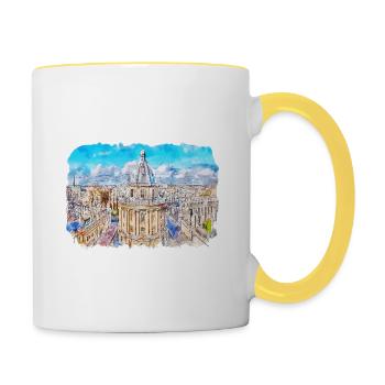 Angleterre Royaume-Uni Aquarelle Dessin Dessin Illustration - Mug contrasté - blanc/jaune - Droite