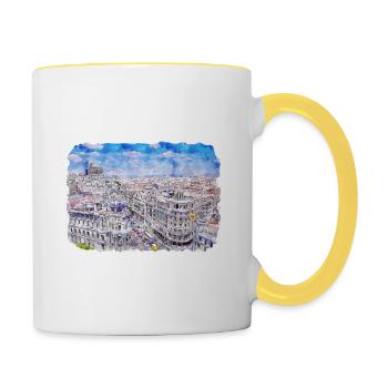 Spain Watercolor Sketch Hand Drawn Illustration - Contrasting Mug - white/yellow - Right