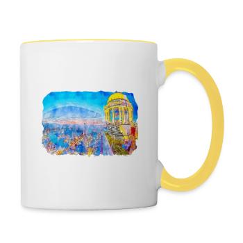 Bangkok Thailand Watercolor Sketch Drawing - Contrasting Mug - white/yellow - Right