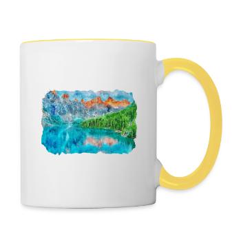 Canada Aquarelle Sketch Illustration dessinée à la main - Mug contrasté - blanc/jaune - Droite