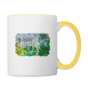 Italy Watercolor Sketch Hand Drawn Illustration - Contrasting Mug - white/yellow - Right
