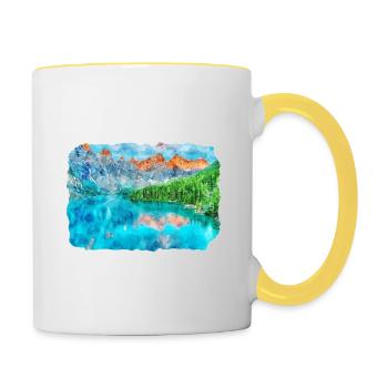 Canada Aquarelle Sketch Illustration dessinée à la main - Mug contrasté - blanc/jaune - Droite