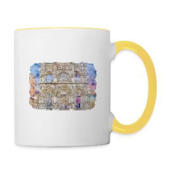 Spain Watercolor Sketch Hand Drawn Illustration - Contrasting Mug - white/yellow - Right