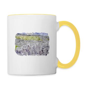 Irlande Royaume-Uni Aquarelle Esquisse Dessinée à la main Peinture - Mug contrasté - blanc/jaune - Droite