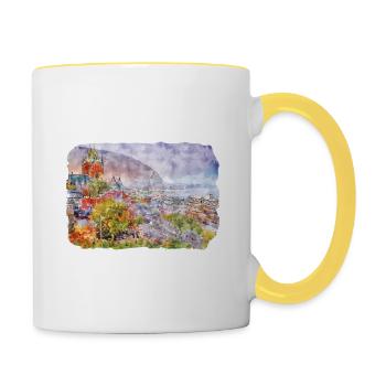 Canada Aquarelle Sketch Illustration dessinée à la main - Mug contrasté - blanc/jaune - Droite