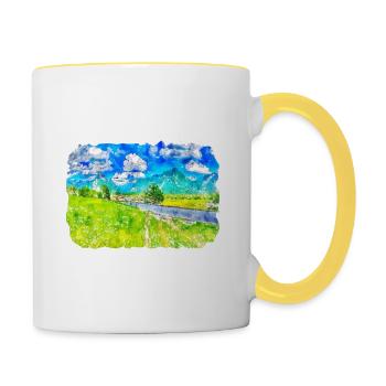 Illustration de l’esquisse à l’aquarelle de Slovénie - Mug contrasté - blanc/jaune - Droite