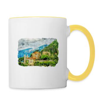 Italy Watercolor Sketch Hand Drawn Illustration - Contrasting Mug - white/yellow - Right