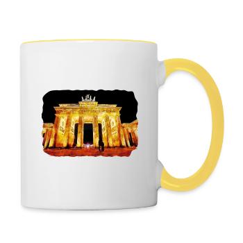 Allemagne Aquarelle Esquisse Dessinée à la main Illustration - Mug contrasté - blanc/jaune - Droite