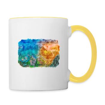 Norvège Aquarelle Esquisse Dessinée à la main Illustration - Mug contrasté - blanc/jaune - Droite
