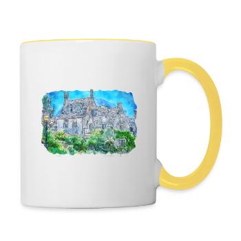 England UK Watercolor Sketch Drawn Illustration - Contrasting Mug - white/yellow - Right