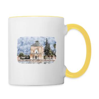 Marrakech Morocco Watercolor Sketch Illustration - Contrasting Mug - white/yellow - Right