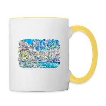 Italy Watercolor Sketch Hand Drawn Illustration - Contrasting Mug - white/yellow - Right