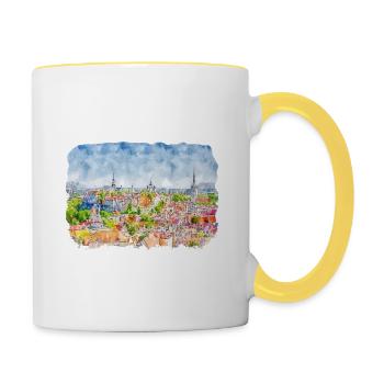 Tallinn Estonia Watercolor Sketch Drawn Illustrati - Contrasting Mug - white/yellow - Right