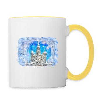 Russie Croquis à l’aquarelle Illustration dessinée à la main - Mug contrasté - blanc/jaune - Droite