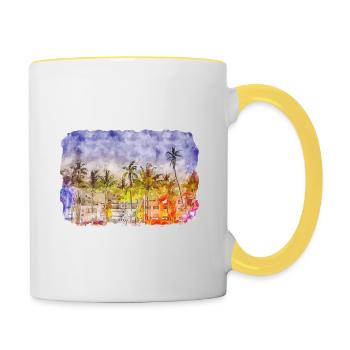 Florida USA Watercolor Sketch Drawn Illustration - Contrasting Mug - white/yellow - Right