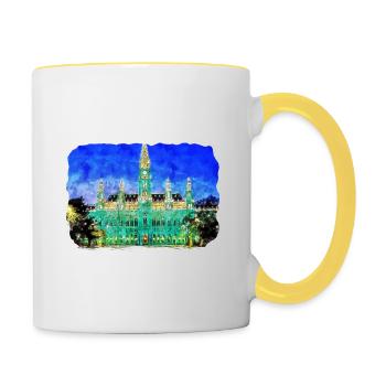 Vienna Austria Watercolor Sketch Illustration - Contrasting Mug - white/yellow - Right
