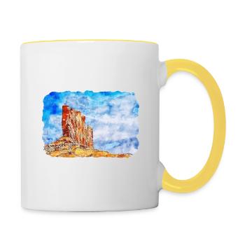 Arizona USA Aquarelle Dessin Dessin Illustration - Mug contrasté - blanc/jaune - Droite