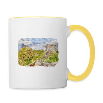 Beijing China Watercolor Sketch Drawn Drawing - Contrasting Mug - white/yellow - Right