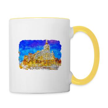 Spain Watercolor Sketch Hand Drawn Illustration - Contrasting Mug - white/yellow - Right